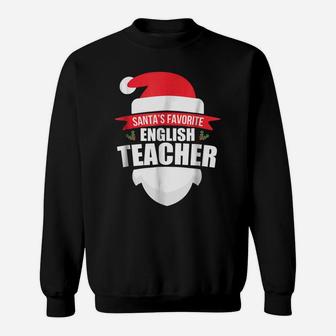 Santa's Favorite English Teacher Funny Christmas Tee Sweatshirt | Crazezy DE