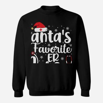 Santa's Favorite Er Nurse Merry Christmas Cute Nurse Gifts Sweatshirt Sweatshirt | Crazezy DE
