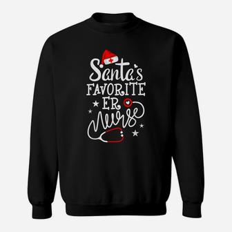 Santa's Favorite Er Nurse Shirt Funny Christmas Nurse Gift Sweatshirt | Crazezy CA