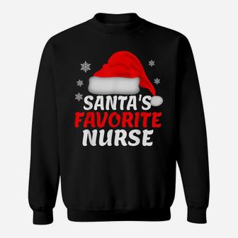 Santa's Favorite Nurse Funny Christmas Women Gift Nurses Sweatshirt | Crazezy