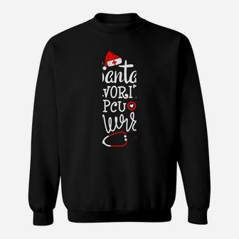 Santa's Favorite Pcu Nurse Rn Merry Christmas Nurse Crew Sweatshirt | Crazezy