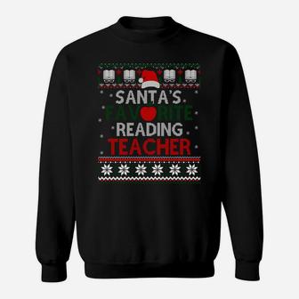 Santa's Favorite Reading Teacher Christmas Gift Ugly Sweater Sweatshirt Sweatshirt | Crazezy