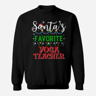 Santa's Favorite Yoga Teacher Matching Family Xmas Pajamas Sweatshirt - Monsterry