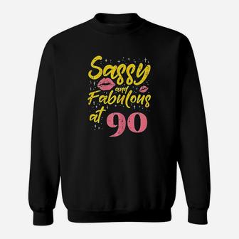 Sassy Fabulous 90 Year Old Happy 90Th Birthday Gift Sweatshirt | Crazezy
