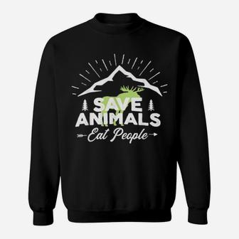 Save Animals Eat People Distressed Sweatshirt - Monsterry