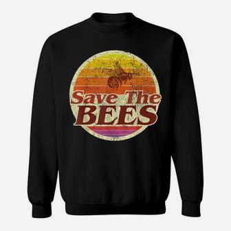 Save The Bees Tshirt Women Men Vintage Retro Distressed Gift Sweatshirt | Crazezy