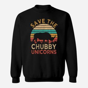 Save The Chubby Unicorns Vintage Funny Rhino Animal Rights Sweatshirt | Crazezy AU