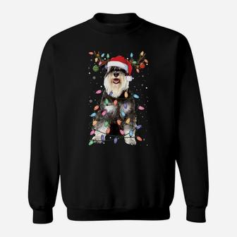 Schnauzer Christmas Reindeer Light Pajama Dog Lover Xmas Sweatshirt Sweatshirt | Crazezy UK