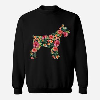 Schnauzer Flower Funny Dog Silhouette Floral Gifts Women Sweatshirt | Crazezy