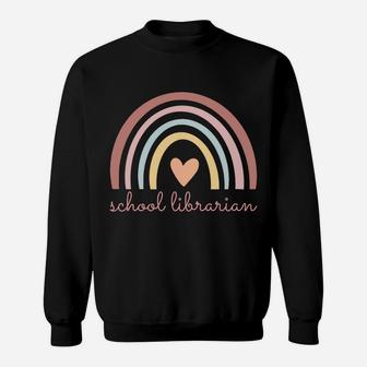 School Librarian Boho Rainbow Library Funny Back To School Sweatshirt Sweatshirt | Crazezy UK