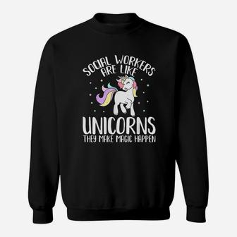 School Social Worker Fantasy Unicorns Sweatshirt | Crazezy