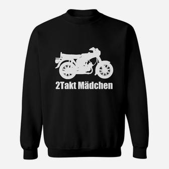 Schwarzes Motorrad-Sweatshirt Zweitakt Mädchen für Damen, Biker-Style Tee - Seseable