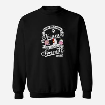 Schwarzes Sweatshirt Echte Freunde & Meine Freunde, Tierillustrationen - Seseable