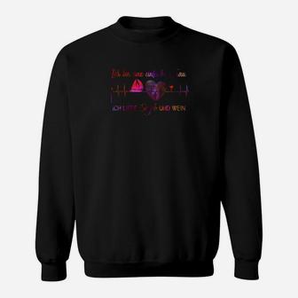 Schwarzes Sweatshirt Herzfrequenz, Motiv Design Tee für Musikliebhaber - Seseable