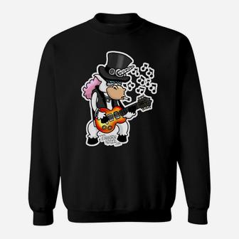 Schwarzes Sweatshirt mit Enten-Rockstar-Design, Rockmusik Motiv - Seseable