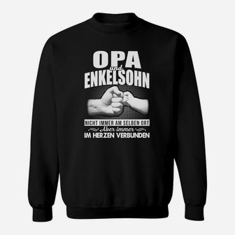 Schwarzes Sweatshirt Opa & Enkel, Verbundenheit Herzbotschaft Design - Seseable