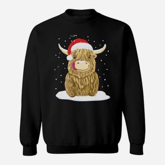 Scottish Highland Cow Merry Christmas Snow Sweatshirt | Crazezy