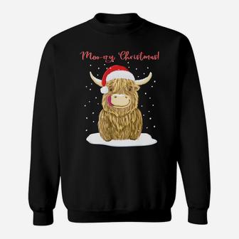 Scottish Highland Cow Merry Christmas Snow Sweatshirt Sweatshirt | Crazezy