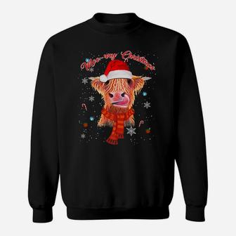 Scottish Highland Cow Merry Christmas Snow Tee Cow Xmas Sweatshirt | Crazezy UK