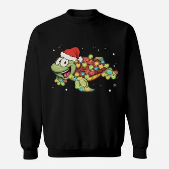 Sea Turtle Christmas Lights Funny Santa Hat Merry Christmas Sweatshirt Sweatshirt | Crazezy UK