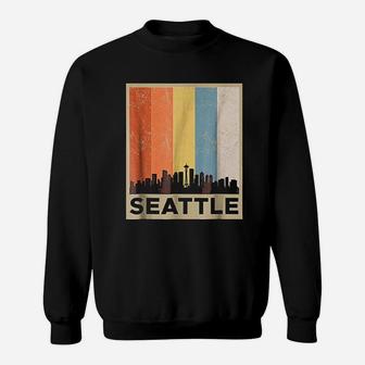 Seattle City Skyline Retro Vintage Sweatshirt | Crazezy