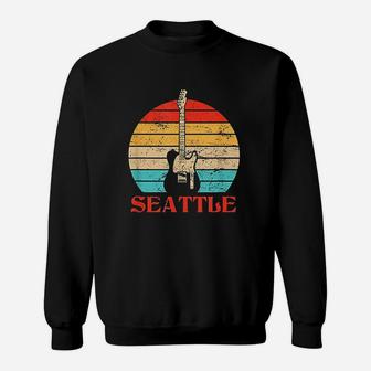 Seattle Retro Style Distressed Electric Guitar Sweatshirt | Crazezy