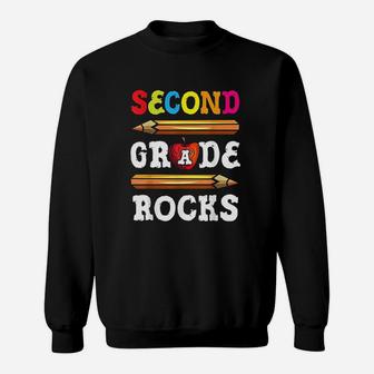 Second Grade Rocks Back To School 2Nd Grade Teacher Sweatshirt | Crazezy