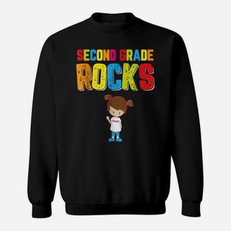 Second Grade Rocks Back To School Shirt Student Teacher Girl Sweatshirt | Crazezy DE