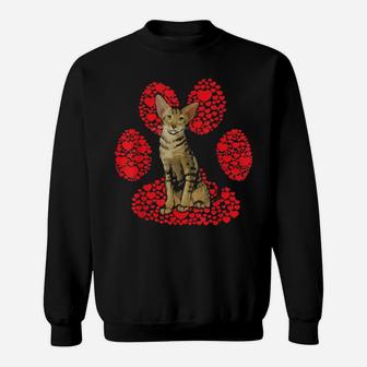 Serengeti Valentines Day Cat Love Paw Sweatshirt - Monsterry