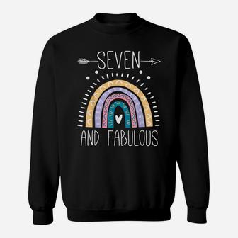 Seven And Fabulous 7Th Birthday Gifts For Girls Rainbow Sweatshirt | Crazezy