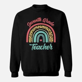 Seventh Grade Teacher Funny Teaching 7Th Leopard Rainbow Fun Raglan Baseball Tee Sweatshirt | Crazezy