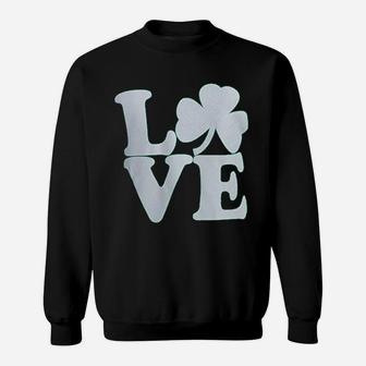 Shamrock Love Funny St Pats Paddy Patrick Pattys Green Heart Cute Sweatshirt - Thegiftio UK