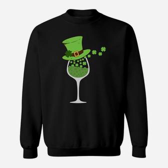Shamrock Wine Glass St Patrick Day Irish Gift For Men-Women Sweatshirt | Crazezy