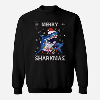 Sharkmas Funny Shark Ugly Christmas Sweaters Sweatshirt Sweatshirt | Crazezy DE