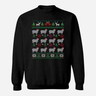 Sheep Wearing Santa Claus Hat Funny Farmer Ugly Christmas Sweatshirt Sweatshirt | Crazezy AU