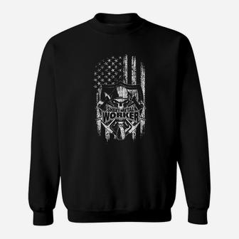 Sheet Metal Worker American Flag Sweatshirt | Crazezy