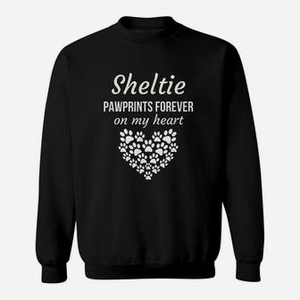 Sheltie Pawprints Forever On My Heart Sweatshirt | Crazezy UK