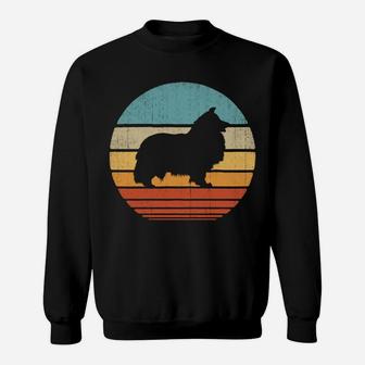 Sheltie Shetland Sheepdog Retro Vintage 60S 70S Sunset Dog Sweatshirt | Crazezy UK