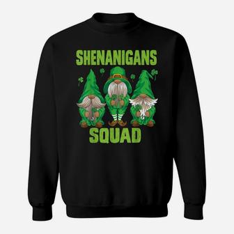 Shenanigans Squad Three Lucky Gnome Shamrock St Patrick Day Sweatshirt | Crazezy