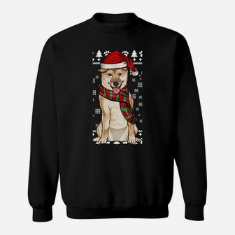 Shiba Inu Dog Santa Hat Xmas Ugly Christmas Sweatshirt Sweatshirt | Crazezy CA