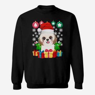 Shih Tzu Christmas Tree Ornament Cute Dog Lover Xmas Gifts Sweatshirt Sweatshirt | Crazezy CA