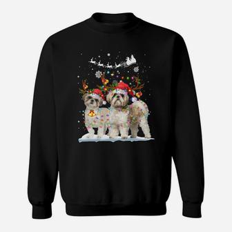 Shih Tzu Reindeer Xmas Light Christmas Ornaments Xmas Dog Sweatshirt Sweatshirt | Crazezy