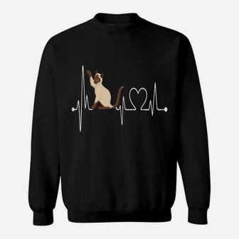 Siamese Cat Heartbeat Ekg Funny Cat & Kitten Lovers Gift Sweatshirt | Crazezy AU