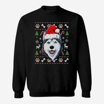 Siberian Husky Ugly Christmas Dog Santa Hat Xmas Boys Kids Sweatshirt Sweatshirt | Crazezy AU