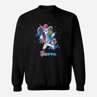Sierra Name Personalized Custom Rainbow Unicorn Dabbing Sweatshirt - Thegiftio UK