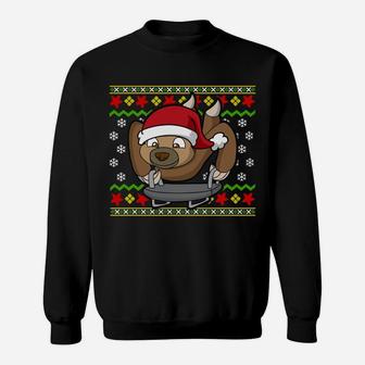 Sledding Sloth Luge Ugly Christmas Pattern Snow Sled Gift Sweatshirt | Crazezy AU