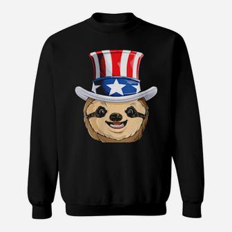 Sloth 4Th Of July Uncle Sam American Flag Sweatshirt - Monsterry UK