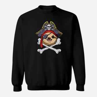 Sloth Pirate Jolly Roger Flag Skull And Crossbones Sweatshirt - Thegiftio UK