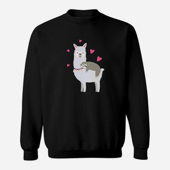 Sloth Sleeping On Llama Love Cute Animals Gift Tee Sweatshirt - Thegiftio UK