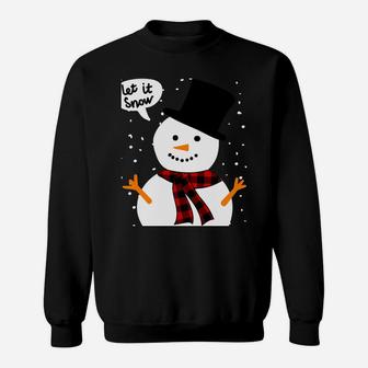 Snow Snowman Buffalo Plaid Xmas Scarf Christmas Sweatshirt Sweatshirt | Crazezy DE